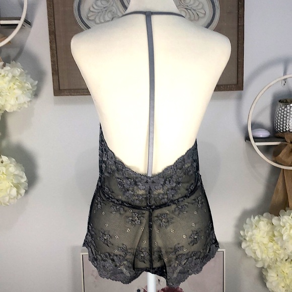 NWOT! Free People Intimately black & silver lace one piece. Sz XS - Picture 4 of 7